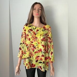 Chaus Yellow Floral Women's Blouse
